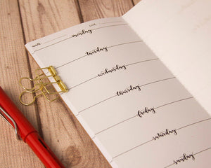 Lettering Weekly planner - Week on 1 page
